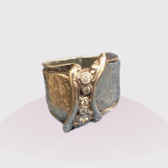 Silpada Jewelry - Silpada Cubic Zirconia Hand Hammered Sterling Ring R1441.   Size 8